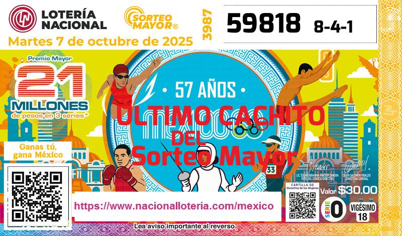 Último Sorteo Mayor de la Lotería del Martes 7 de Octubre de 2025