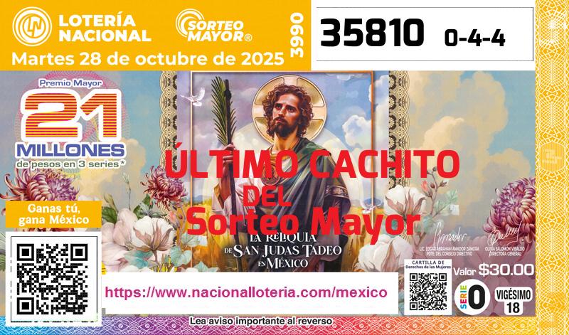 Último Sorteo Mayor de la Lotería del Martes 28 de Octubre de 2025