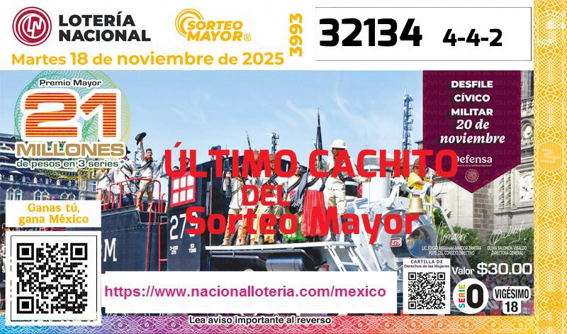 Cachito del último Sorteo Mayor premiado en la Lotería Nacional del Martes 18 de Noviembre de 2025 Último Sorteo Mayor de la Lotería del Martes 18 de Noviembre de 2025
