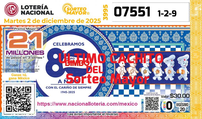 Cachito del último Sorteo Mayor premiado en la Lotería Nacional del Martes 2 de Diciembre de 2025 Último Sorteo Mayor de la Lotería del Martes 2 de Diciembre de 2025