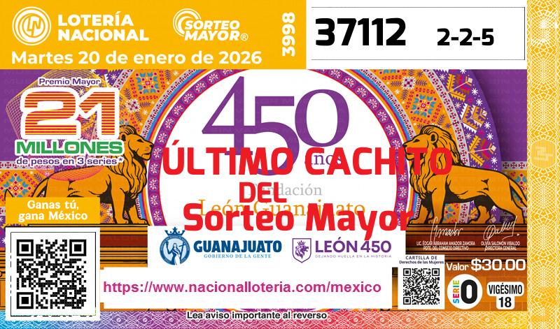 Último Sorteo Mayor de la Lotería del Martes 20 de Enero de 2026