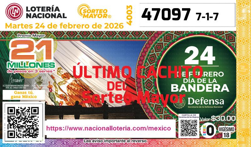 Último Sorteo Mayor de la Lotería del Martes 24 de Febrero de 2026