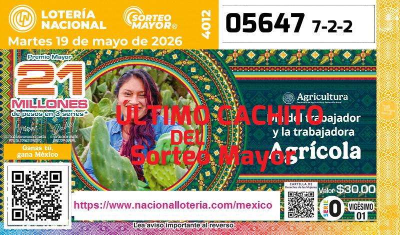 Cachito del último Sorteo Mayor premiado en la Lotería Nacional del Martes 19 de Mayo de 2026 Último Sorteo Mayor de la Lotería del Martes 19 de Mayo de 2026