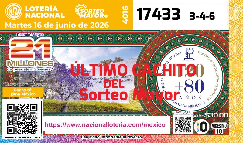 Cachito del último Sorteo Mayor premiado en la Lotería Nacional del Martes 16 de Junio de 2026 Último Sorteo Mayor de la Lotería del Martes 16 de Junio de 2026