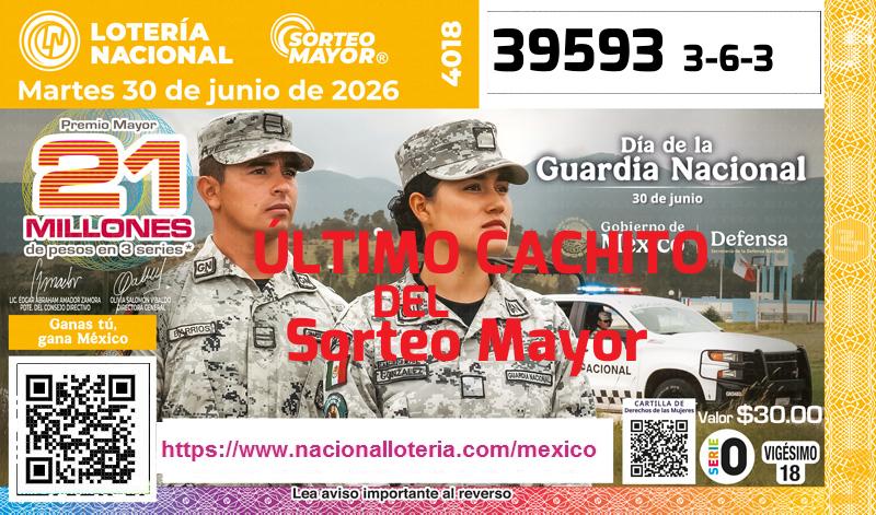 Cachito del último Sorteo Mayor premiado en la Lotería Nacional del Martes 30 de Junio de 2026 Último Sorteo Mayor de la Lotería del Martes 30 de Junio de 2026