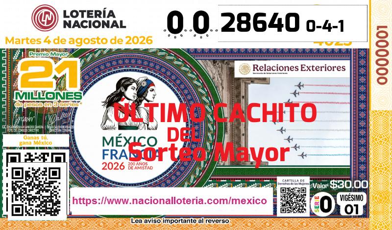 Cachito del último Sorteo Mayor premiado en la Lotería Nacional del Martes 4 de Agosto de 2026 Último Sorteo Mayor de la Lotería del Martes 4 de Agosto de 2026