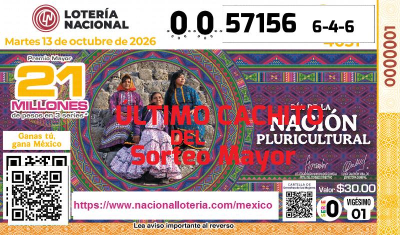 Cachito del último Sorteo Mayor premiado en la Lotería Nacional del Martes 13 de Octubre de 2026 Último Sorteo Mayor de la Lotería del Martes 13 de Octubre de 2026