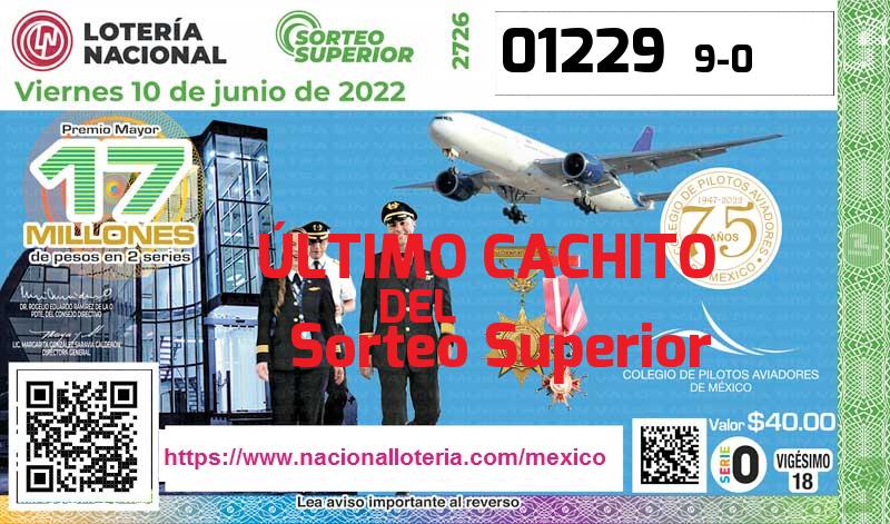 Último Sorteo Superior de la Lotería del Viernes 10 de Junio de 2022