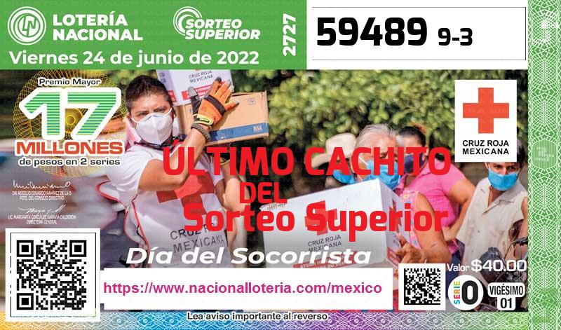 Último Sorteo Superior de la Lotería del Viernes 24 de Junio de 2022