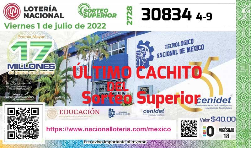 Último Sorteo Superior de la Lotería del Viernes 1 de Julio de 2022