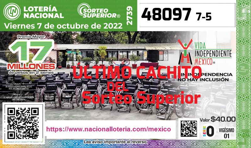 Cachito del último Sorteo Superior premiado en la Lotería Nacional del Viernes 7 de Octubre de 2022 Último Sorteo Superior de la Lotería del Viernes 7 de Octubre de 2022