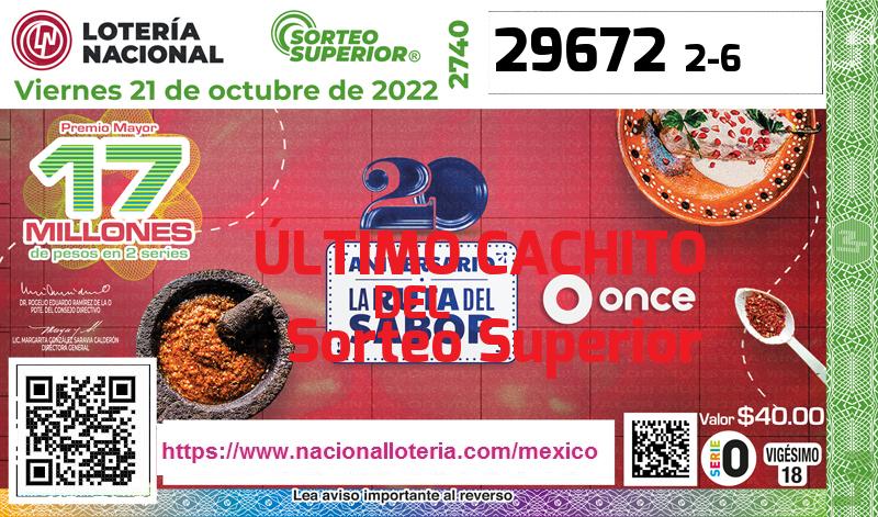 Cachito del último Sorteo Superior premiado en la Lotería Nacional del Viernes 21 de Octubre de 2022 Último Sorteo Superior de la Lotería del Viernes 21 de Octubre de 2022