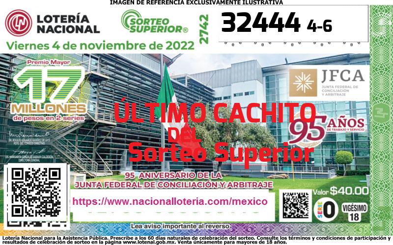 Cachito del último Sorteo Superior premiado en la Lotería Nacional del Viernes 4 de Noviembre de 2022 Último Sorteo Superior de la Lotería del Viernes 4 de Noviembre de 2022
