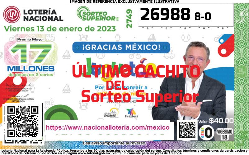 Cachito del último Sorteo Superior premiado en la Lotería Nacional del Viernes 13 de Enero de 2023 Último Sorteo Superior de la Lotería del Viernes 13 de Enero de 2023