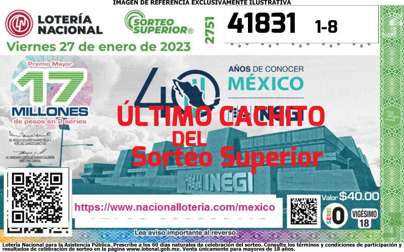 Cachito del último Sorteo Superior premiado en la Lotería Nacional del Viernes 27 de Enero de 2023 Último Sorteo Superior de la Lotería del Viernes 27 de Enero de 2023