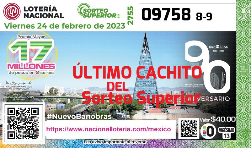 Cachito del último Sorteo Superior premiado en la Lotería Nacional del Viernes 24 de Febrero de 2023 Último Sorteo Superior de la Lotería del Viernes 24 de Febrero de 2023