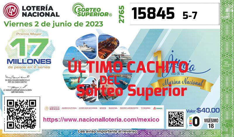 Cachito del último Sorteo Superior premiado en la Lotería Nacional del Viernes 2 de Junio de 2023 Último Sorteo Superior de la Lotería del Viernes 2 de Junio de 2023