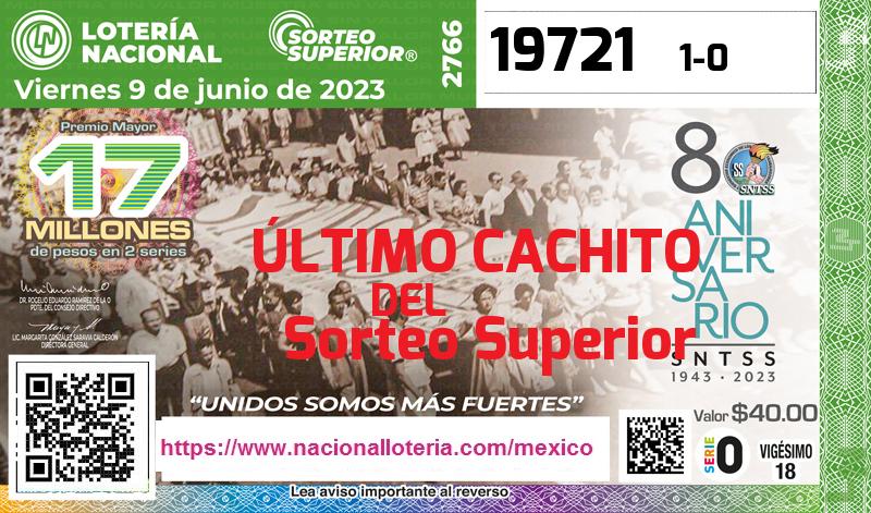 Cachito del último Sorteo Superior premiado en la Lotería Nacional del Viernes 9 de Junio de 2023 Último Sorteo Superior de la Lotería del Viernes 9 de Junio de 2023