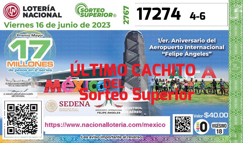 Cachito del último Sorteo Superior premiado en la Lotería Nacional del Viernes 16 de Junio de 2023 Último Sorteo Superior de la Lotería del Viernes 16 de Junio de 2023