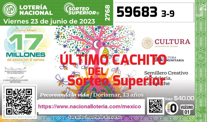 Cachito del último Sorteo Superior premiado en la Lotería Nacional del Viernes 23 de Junio de 2023 Último Sorteo Superior de la Lotería del Viernes 23 de Junio de 2023
