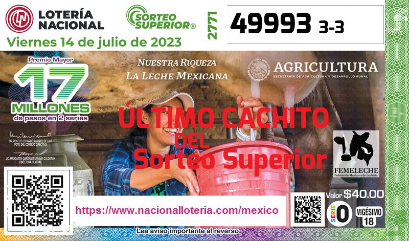 Cachito del último Sorteo Superior premiado en la Lotería Nacional del Viernes 14 de Julio de 2023 Último Sorteo Superior de la Lotería del Viernes 14 de Julio de 2023