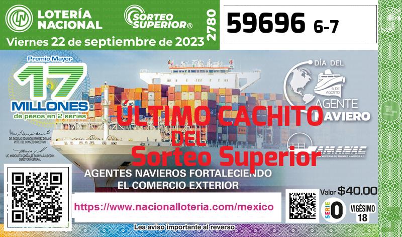 Cachito del último Sorteo Superior premiado en la Lotería Nacional del Viernes 22 de Septiembre de 2023 Último Sorteo Superior de la Lotería del Viernes 22 de Septiembre de 2023