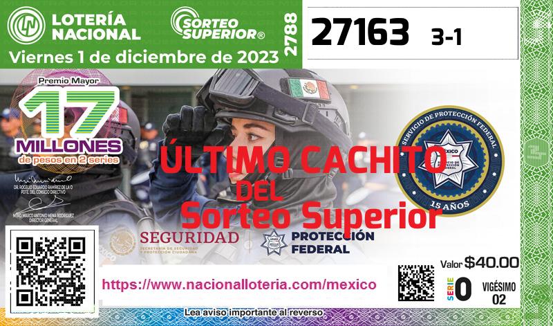 Cachito del último Sorteo Superior premiado en la Lotería Nacional del Viernes 1 de Diciembre de 2023 Último Sorteo Superior de la Lotería del Viernes 1 de Diciembre de 2023