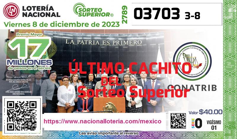 Cachito del último Sorteo Superior premiado en la Lotería Nacional del Viernes 8 de Diciembre de 2023 Último Sorteo Superior de la Lotería del Viernes 8 de Diciembre de 2023