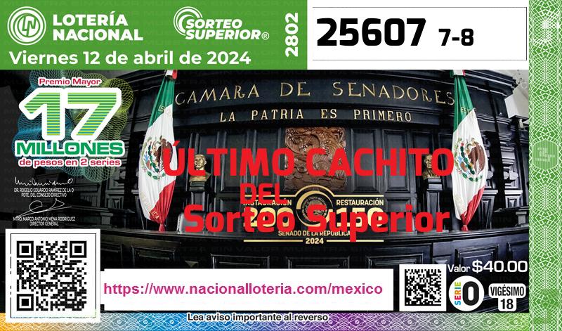 Cachito del último Sorteo Superior premiado en la Lotería Nacional del Viernes 12 de Abril de 2024 Último Sorteo Superior de la Lotería del Viernes 12 de Abril de 2024