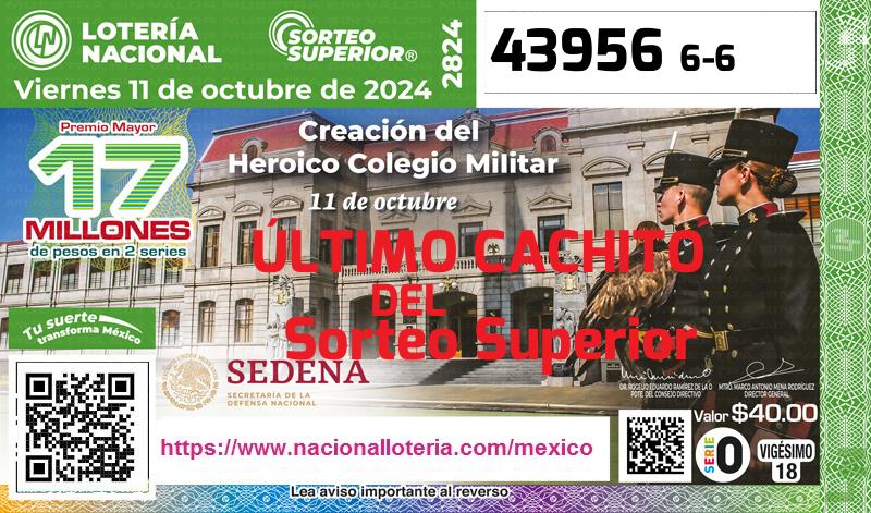 Cachito del último Sorteo Superior premiado en la Lotería Nacional del Viernes 11 de Octubre de 2024 Último Sorteo Superior de la Lotería del Viernes 11 de Octubre de 2024