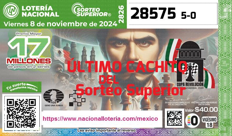 Cachito del último Sorteo Superior premiado en la Lotería Nacional del Viernes 8 de Noviembre de 2024 Último Sorteo Superior de la Lotería del Viernes 8 de Noviembre de 2024