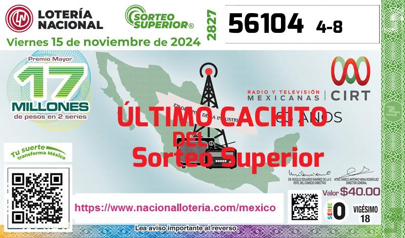 Último Sorteo Superior de la Lotería del Viernes 15 de Noviembre de 2024