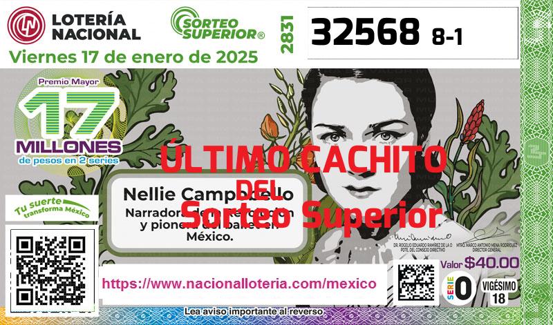 Cachito del último Sorteo Superior premiado en la Lotería Nacional del Viernes 17 de Enero de 2025 Último Sorteo Superior de la Lotería del Viernes 17 de Enero de 2025