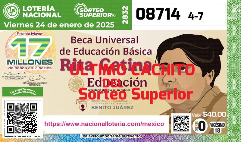 Cachito del último Sorteo Superior premiado en la Lotería Nacional del Viernes 24 de Enero de 2025 Último Sorteo Superior de la Lotería del Viernes 24 de Enero de 2025