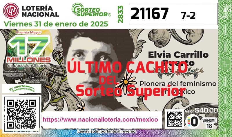 Último Sorteo Superior de la Lotería del Viernes 31 de Enero de 2025