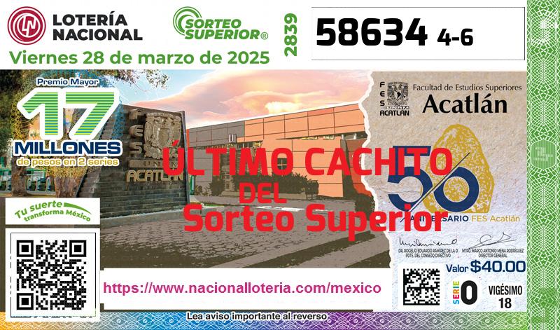 Último Sorteo Superior de la Lotería del Viernes 28 de Marzo de 2025