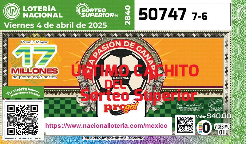 Cachito del último Sorteo Superior premiado en la Lotería Nacional del Viernes 4 de Abril de 2025 Último Sorteo Superior de la Lotería del Viernes 4 de Abril de 2025
