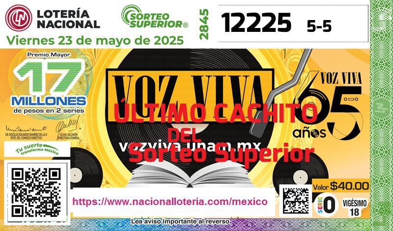 Último Sorteo Superior de la Lotería del Viernes 23 de Mayo de 2025