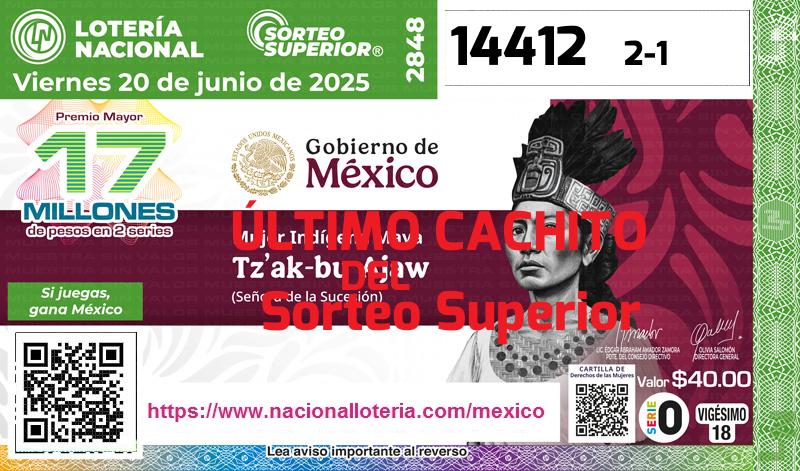 Cachito del último Sorteo Superior premiado en la Lotería Nacional del Viernes 20 de Junio de 2025 Último Sorteo Superior de la Lotería del Viernes 20 de Junio de 2025
