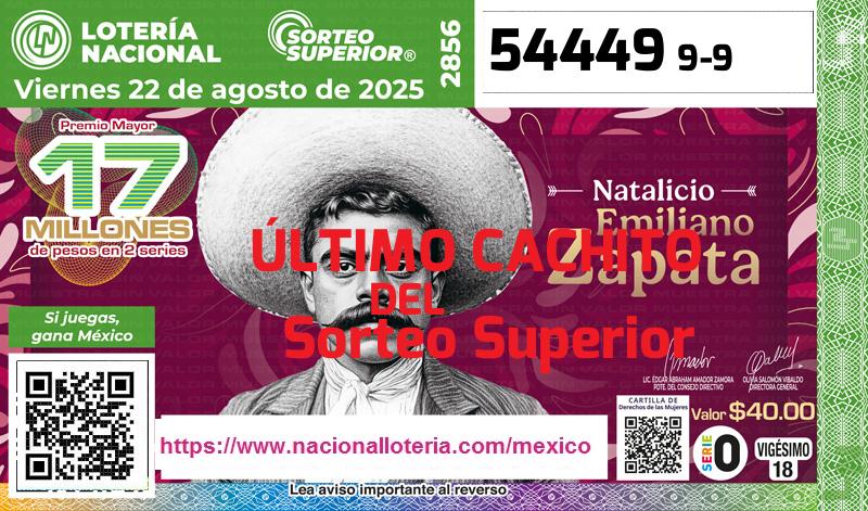 Último Sorteo Superior de la Lotería del Viernes 22 de Agosto de 2025