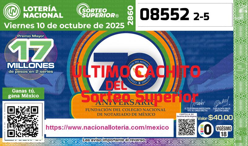 Último Sorteo Superior de la Lotería del Viernes 10 de Octubre de 2025
