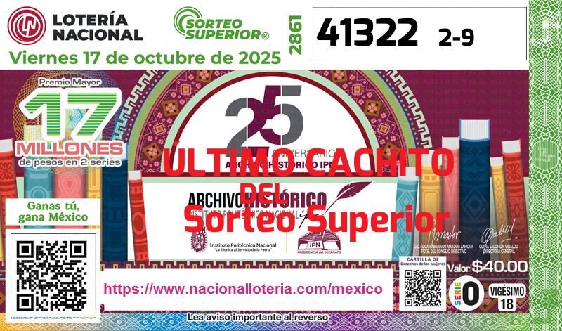 Cachito del último Sorteo Superior premiado en la Lotería Nacional del Viernes 17 de Octubre de 2025 Último Sorteo Superior de la Lotería del Viernes 17 de Octubre de 2025