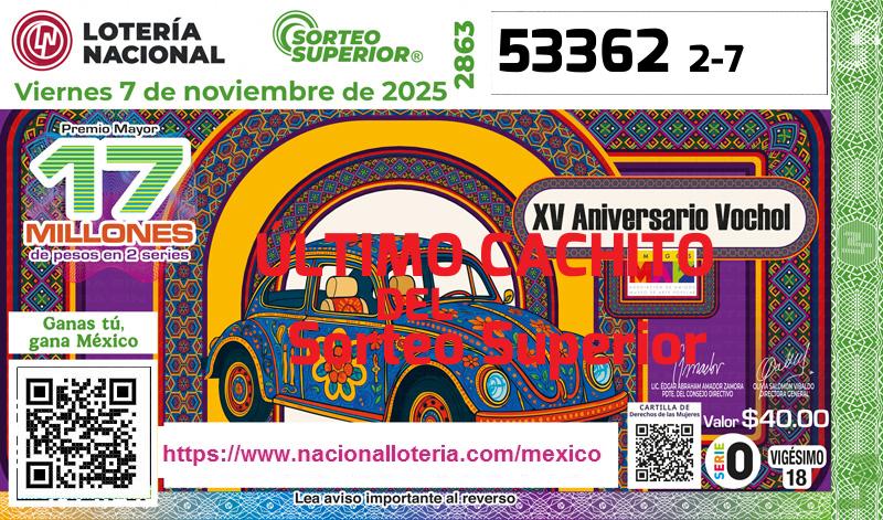Cachito del último Sorteo Superior premiado en la Lotería Nacional del Viernes 7 de Noviembre de 2025 Último Sorteo Superior de la Lotería del Viernes 7 de Noviembre de 2025