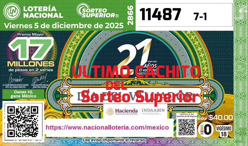 Cachito del último Sorteo Superior premiado en la Lotería Nacional del Viernes 5 de Diciembre de 2025 Último Sorteo Superior de la Lotería del Viernes 5 de Diciembre de 2025