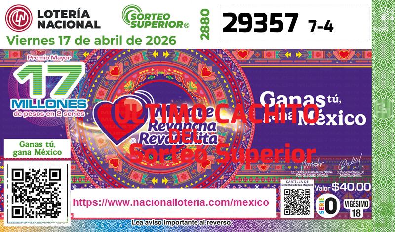 Último Sorteo Superior de la Lotería del Viernes 17 de Abril de 2026