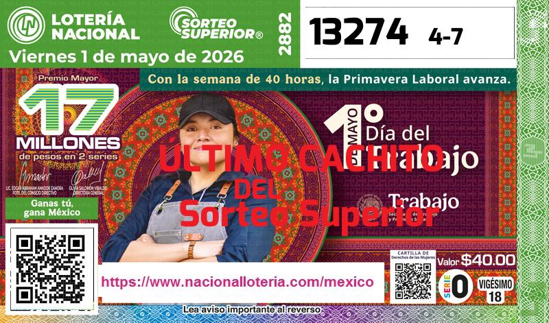 Último Sorteo Superior de la Lotería del Viernes 1 de Mayo de 2026