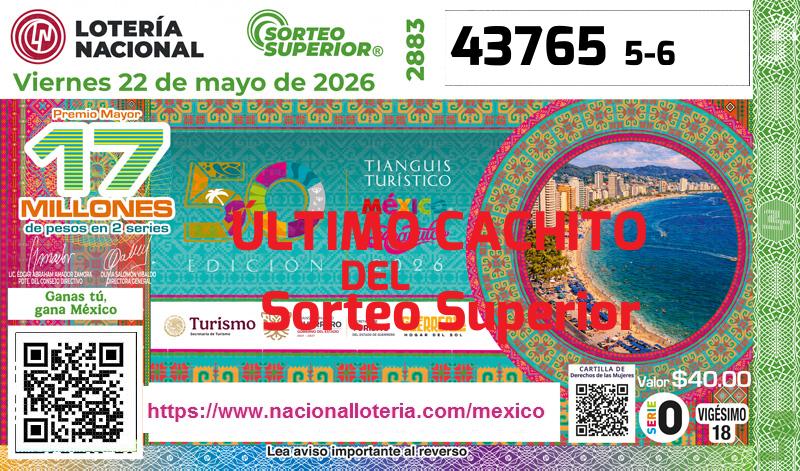 Último Sorteo Superior de la Lotería del Viernes 22 de Mayo de 2026