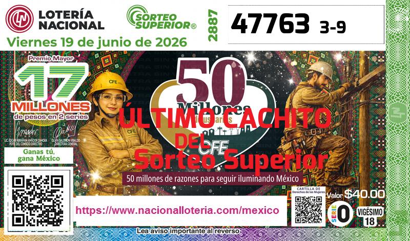 Cachito del último Sorteo Superior premiado en la Lotería Nacional del Viernes 19 de Junio de 2026 Último Sorteo Superior de la Lotería del Viernes 19 de Junio de 2026