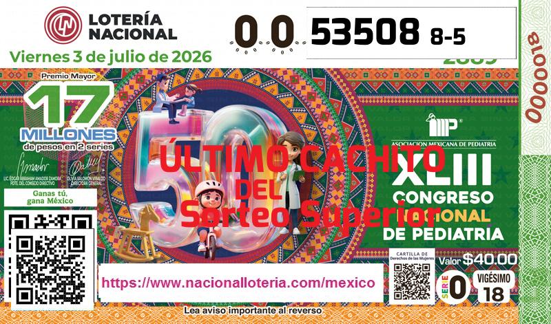 Último Sorteo Superior de la Lotería del Viernes 3 de Julio de 2026