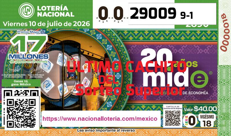 Último Sorteo Superior de la Lotería del Viernes 10 de Julio de 2026
